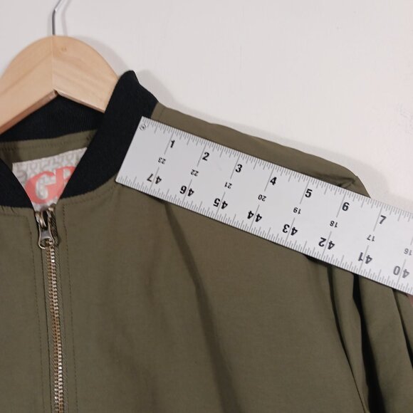 Gianni Bini Dark Khaki Jacket W/Ruffled Back & Sleeves, Size Medium, Utility - Picture 13 of 16